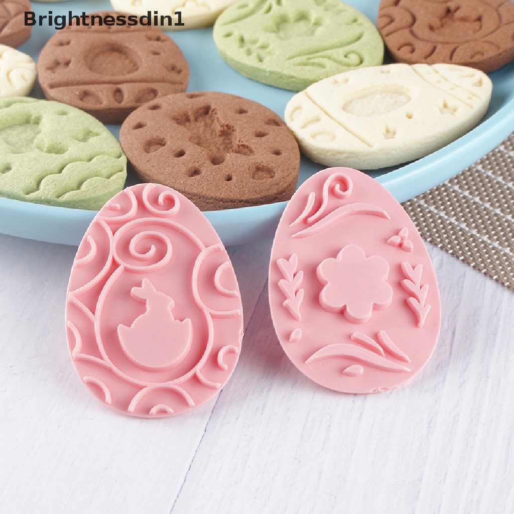 [Brightnessdin1] 9 Pcs Easter Rabbit Biscuit Mold Plastik Bunny Egg Cookie Cutter Stamp Embosser Paskah Pesta Fondant Kue Baking Dekorasi Alat Butik