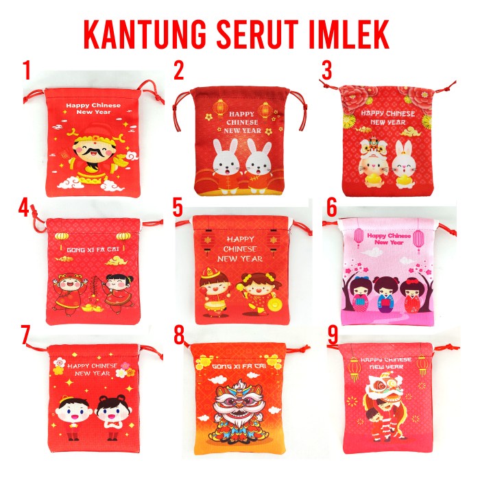

Pouch Serut Imlek Souvenir Gift Happy Chinese New Year - PILIH MOTIF, MINI 10 X 12