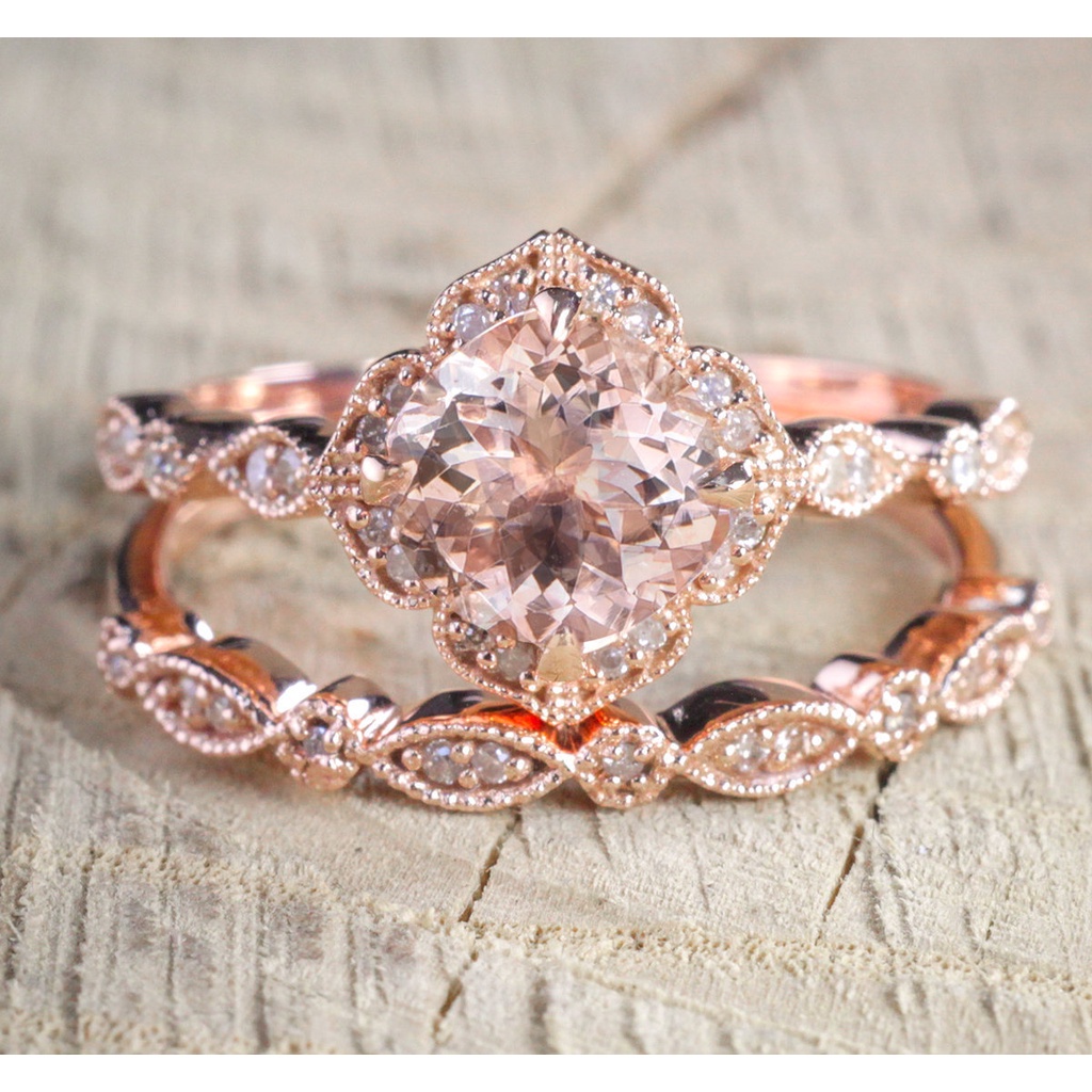 Goldkingdom Aksesoris Perhiasan Fashion Ready Stock Wanita Eropa Dan Amerika Rose Gold Plated Ring Square Set Ring Engagement Ring Micro Bertatahkan