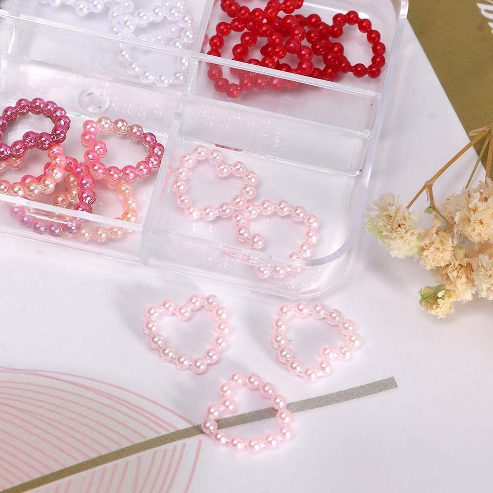 Mxbeauty Hiasan Kuku Jantung Resin Fashion Cinta Hati Manicure Aksesoris Hiasan Kuku Mutiara Heart Nail Jewelry