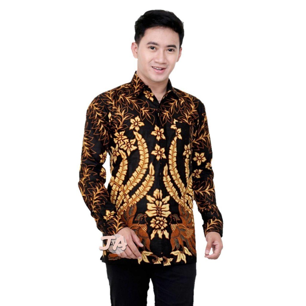 Batik Pria Lengan Panjang BATIK AZMIL HRB026 motif KERATONAN Kode 002 size M L XL XXL Reguler