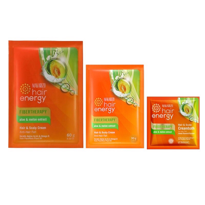 Makarizo Hair Energy Fibertherapy Hair & Scalp Cream 60g & 30g / makarizo Krimbath / MURAH