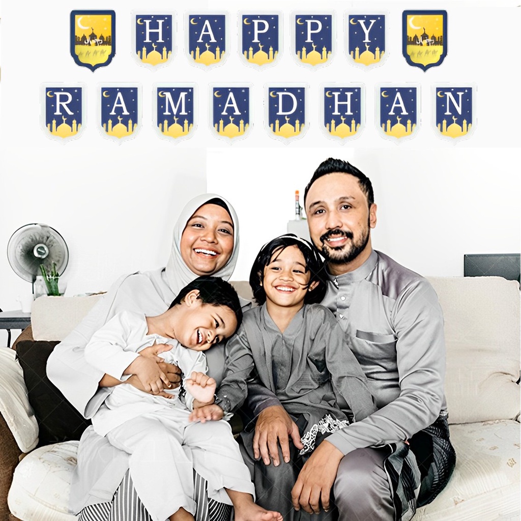 SS Banner Flag Happy Ramadhan Bunting Warna Warni Backdrop Lebaran Dekorasi Hari Raya Murah