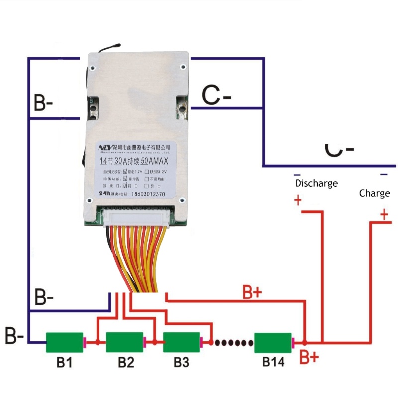 Btsg Upgrade for Protection Board 14S 48V 30A Li-ion Cell for Protection BMS- Papan PCB Dengan Fungsi Balance