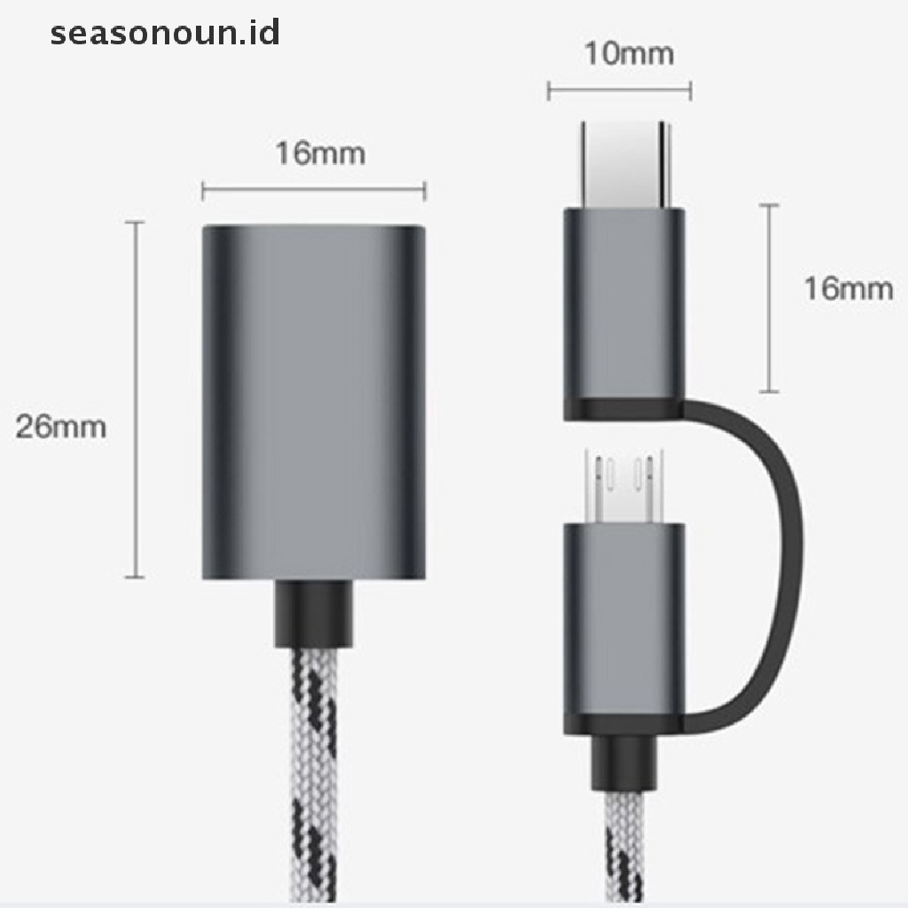 Seasonoun 2in1 type-c to USB 3.0 adapter Konektor Kabel Cas Handphone.