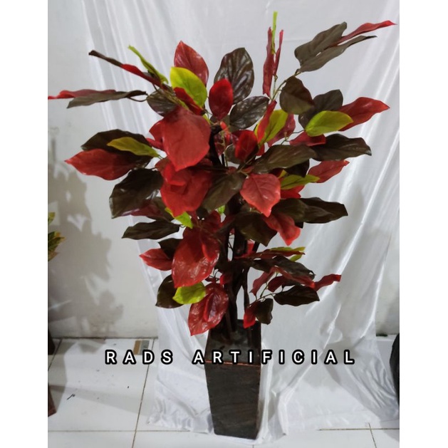 PROMO POHON HIAS MINAHA MERAH 120CM SUDAH DENGAN POT/BUNGA SUDUT RUANG TAMU POJOK