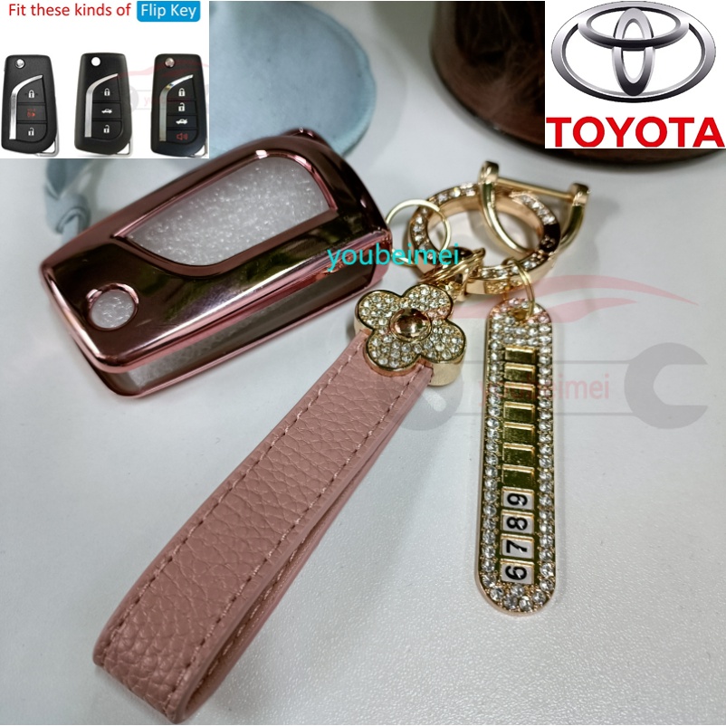 Cover Case Holder Fob Kunci Remote Mobil TPU Untuk Toyota Toyota Corolla RAV4 Avensis Verso Yaris Aygo Hilux Fortuner Camry Revo Altis Prius Camry Corolla C-HR CHR RAV4