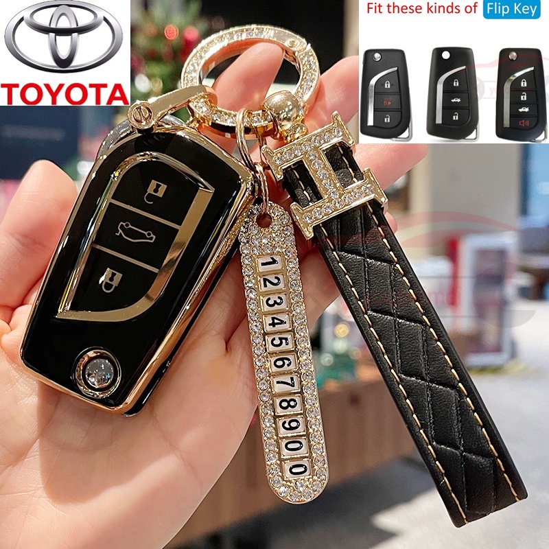 Cover Case Holder Fob Kunci Remote Mobil TPU Untuk Toyota Toyota Corolla RAV4 Avensis Verso Yaris Aygo Hilux Fortuner Camry Revo Altis Prius Camry Corolla C-HR CHR RAV4