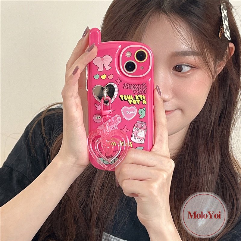 IPHONE Case Kompatibel Untuk Iphone11 14 13 12 Pro Max7 8 Plus XR X XS MAX SE 2020 Graffiti Kelinci Lucu Ikatan Simpul Retro Personal Bentuk Ponsel Seluler Soft Cover Dengan Liontin Cinta Cinta Hati