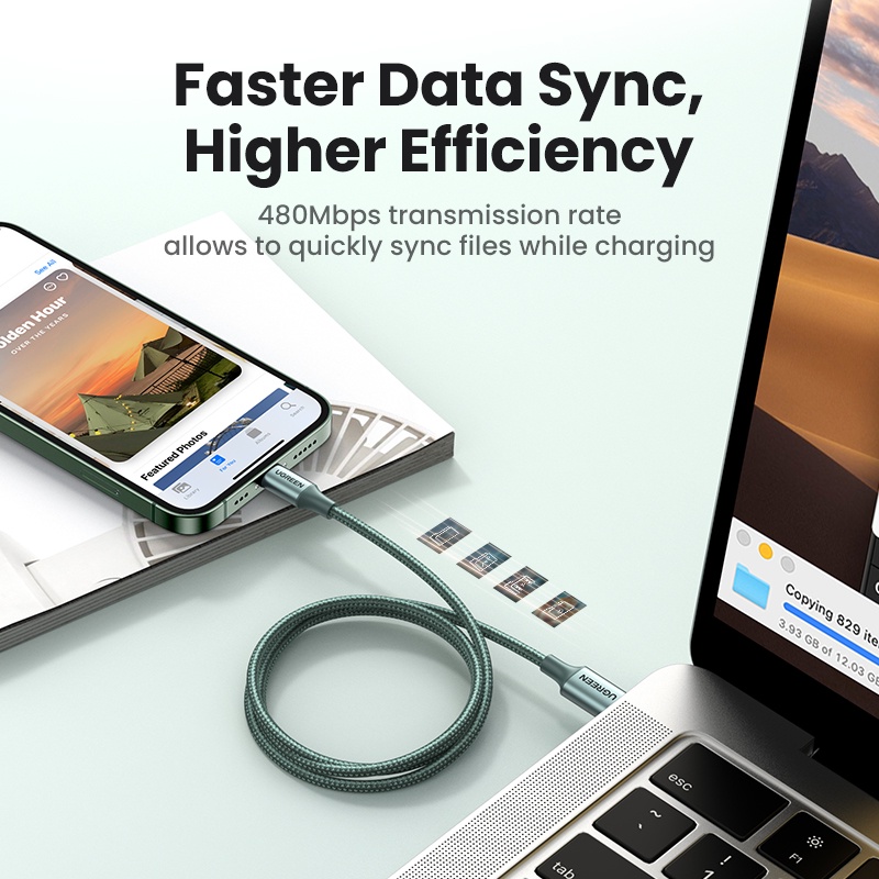 【Stok Produk di Indonesia】Ugreen MFi 1M Kabel Charger USB Tipe C Ke Lightning Untuk iPhone 14 13 pro Max 13 / 12 / 11 / XS / XS / 7 / 8 + / 8w / XR / X Da Da Da Da Da Da Da Da Dahi Wanita