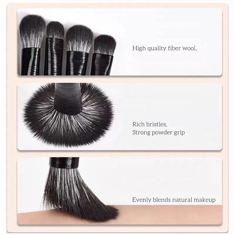 Fashion Hitam Set Kuas Makeup Eye Shadow Halus/Brush Alis Contour Eyeliner Sketsa Alis