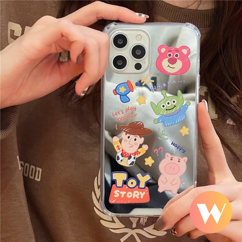 IPHONE Kartun Disney Winnie The Pooh Manyo Case Kompatibel Untuk Iphone11 13 12 Pro Max 7Plus XR X XS Max8 7 Plus SE 2020 Toy Story Lucu Alien Make Up Mirror Phone Cover