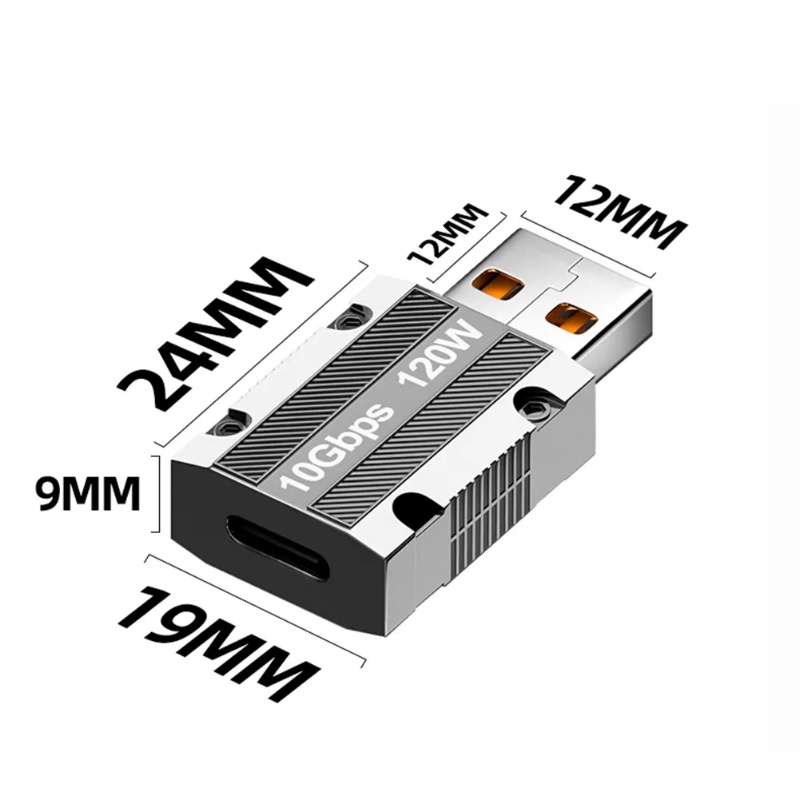 120w 10Gbps Adaptor Pengisian Cepat Zinc Alloy Charger Konversi Aksesoris Tipe-C Female To USB Male Converter USB3.0 Adaptor Transfer Data