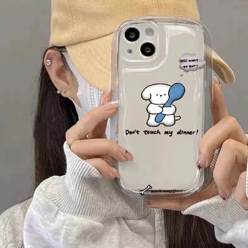 IPHONE Casing Ponsel Transparan Shockproof Kompatibel Untuk Iphone14 13 12 11 Pro XS Max X Xr8 +7Plus Casing Anjing Lucu Lembut TPU Silikon Cover