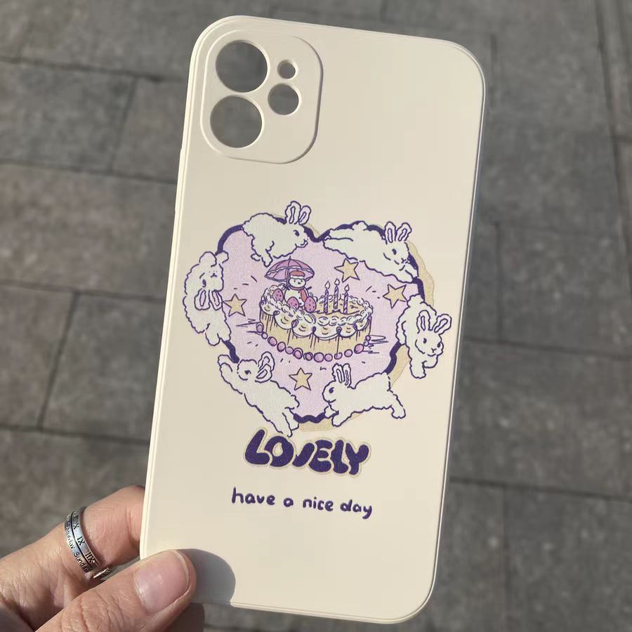 IPHONE Ins Pola Kelinci Cocok Untuk Iphone14 14pro 14plus 13 13pro 13prm iPhone12 7Plus 8Plus Xr XS 13 Pro Max Empat Sudut Casing Ponsel Tahan Guncangan