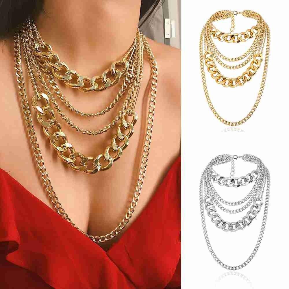 Kalung Punk Nanas Vintage Pesona Hadiah Pesta Multilayer Wanita Perhiasan