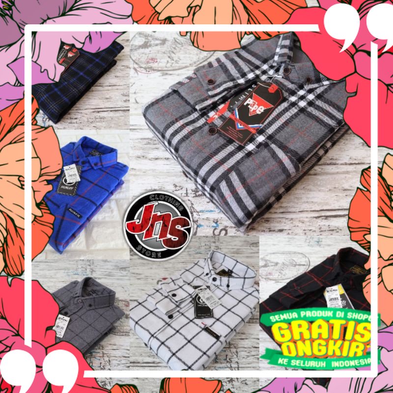 Paling Laris /Baju Hem Kemeja Flanel Pria Lengan Tangan Panjang Motif Kotak Kotak Kualitas Premium D