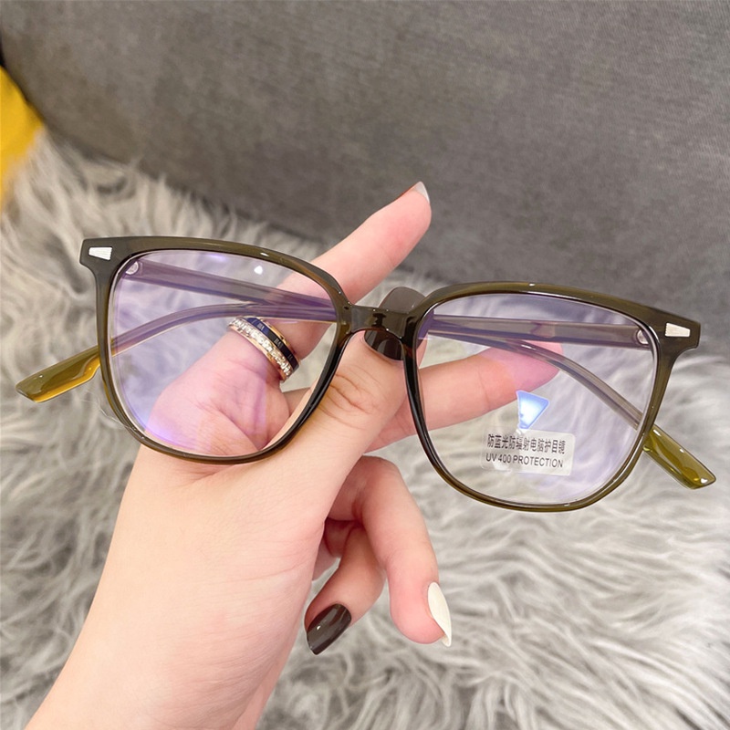 Retro Square Rice Nail Kacamata Bingkai Ins Anti-Cahaya Biru Kacamata Pria Dan Wanita Kacamata Komputer