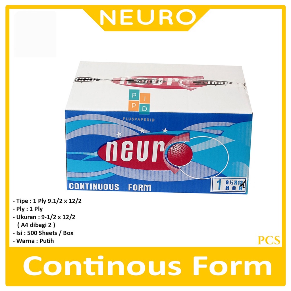 

NEURO - Continous Form 1 Ply 91/2 x 12/2 ( A4 dibagi 2 ) Ncr - Box