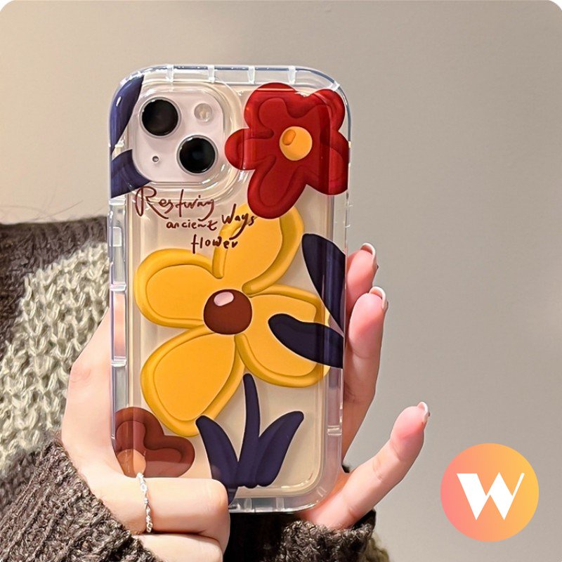 Casing Airbag Shockproof Soft TPU Floral Case Redmi A1 10 9C NFC 9T 9A 10A Redmi Note9 Note10 10s 11s 11 9 Note 10 Note10s Note11 Ins Korea Spring Oil Painting Flowers Cover