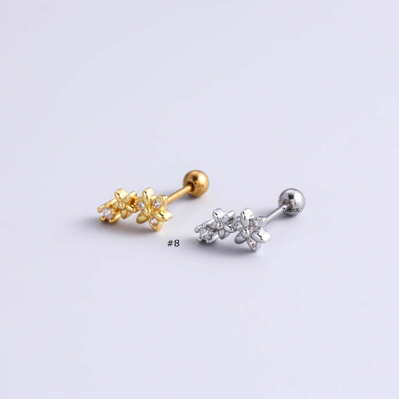 1biji2023baru Anting Tulang Rawan Stainless Steel Barbel Sekrup 20Gauge Helix Lobe Piercing Stud