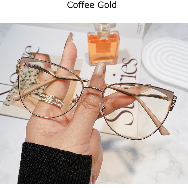 Kacamata Fashion Anti Radiasi Cat Eye Frame Diamond Untuk Wanita