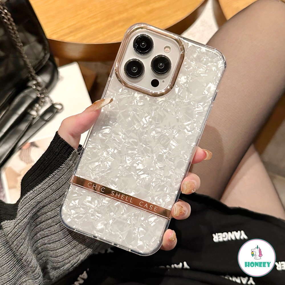 Glitter Dream Shell Marble Phone Case Kompatibel Untuk iphone 14 Pro 12 13 14 11 Pro Max Shockproof Soft Bumper IMD Penutup Belakang