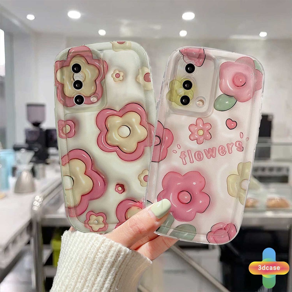 Case OPPO A15 A54 A5S A77S A17 A17K A57 A3S A76 A96 A16 A95 A55 A7 A5 A9 A31 A53 A33 2020 A12 A12S A1K A12E A16E A16K A54S A53S A16S A77 A57S A57E A11S Reno 7 7Z 8Z 5 4 6 8 5F 5K 4F 4 5 06 Lite A74 A15S Ins Pink Flowers Transparent Case