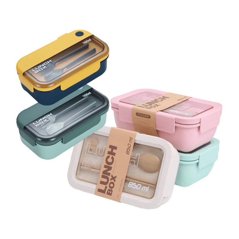 SEVENTEEN LUNCH BOX SET BPA FREE ANTI TUMPAH TEMPAT BEKAL MAKAN SET PORTABLE 3 SEKAT KOTAK BEKAL RANTANGAN MAKANAN JERAMI GANDUM BENTO BOX