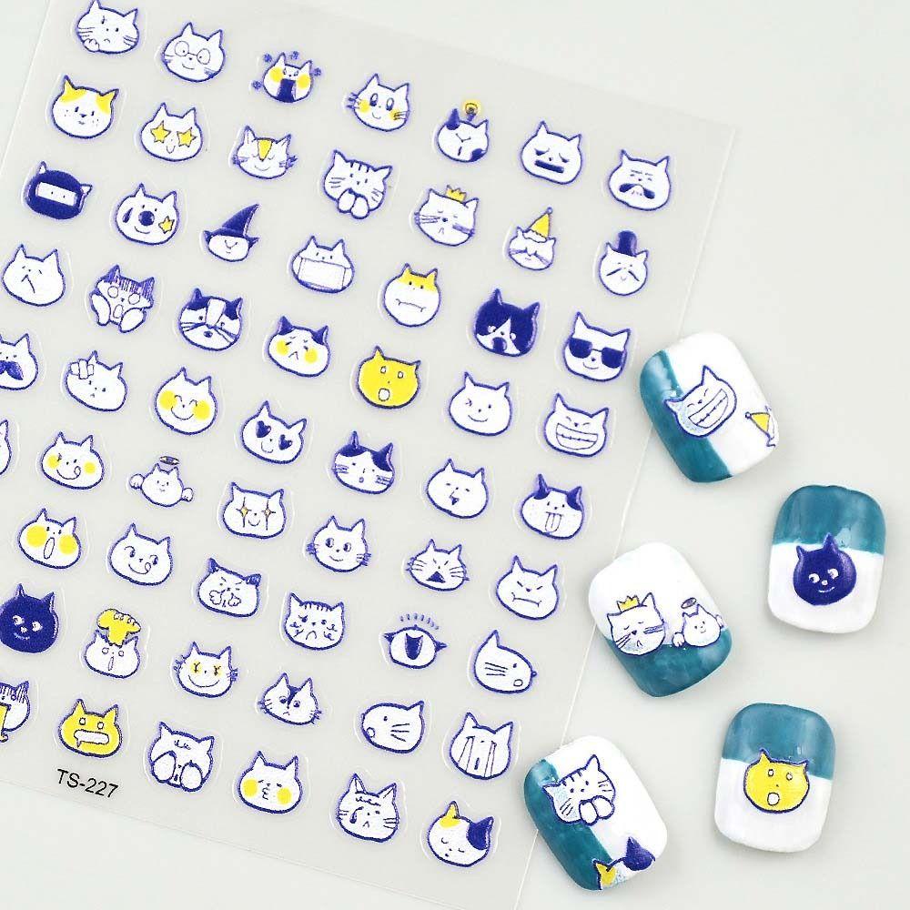 Agustina Stiker Kuku Kartun Fashion Perekat Diri Kelinci Klein Blue Cat Dogs|Hiasan Nail Art