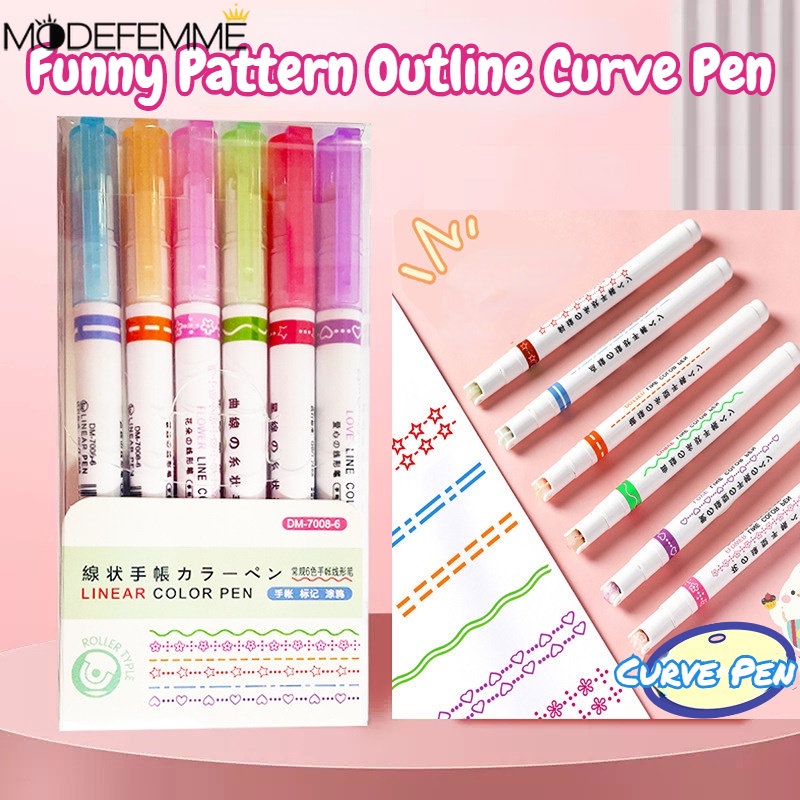 Diy Membuat Kartu Spidol Untuk Mewarnai Pola Lucu Garis Besar Spidol Tangan Copy Akun Curve Pen Cepat Kering Mark Notes Lukisan Stabilo Multi-Warna Gambar Curve Pen