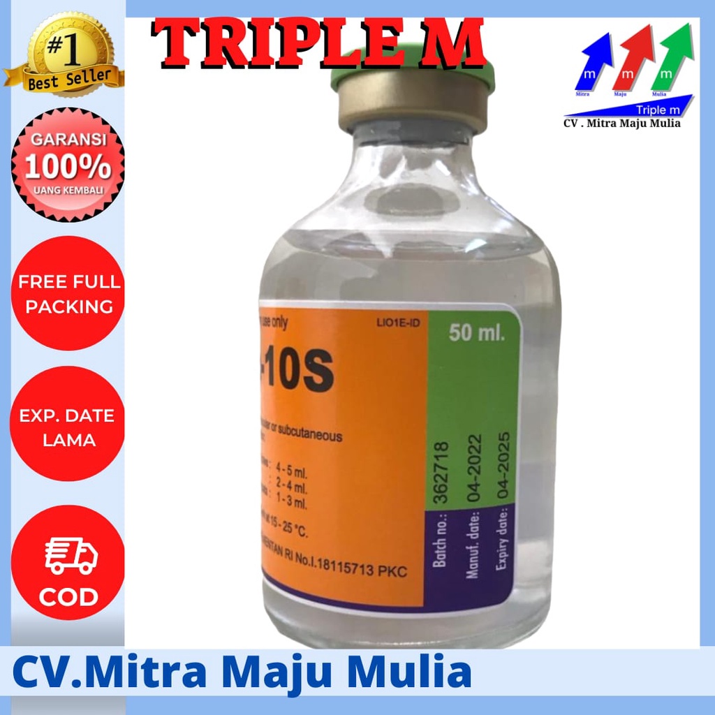 INTRACIN 10S 50 ml (Pengganti Oxytocin 10) Hormon Perangsang Kontraksi Uterus Kelenjar Susu Hewan