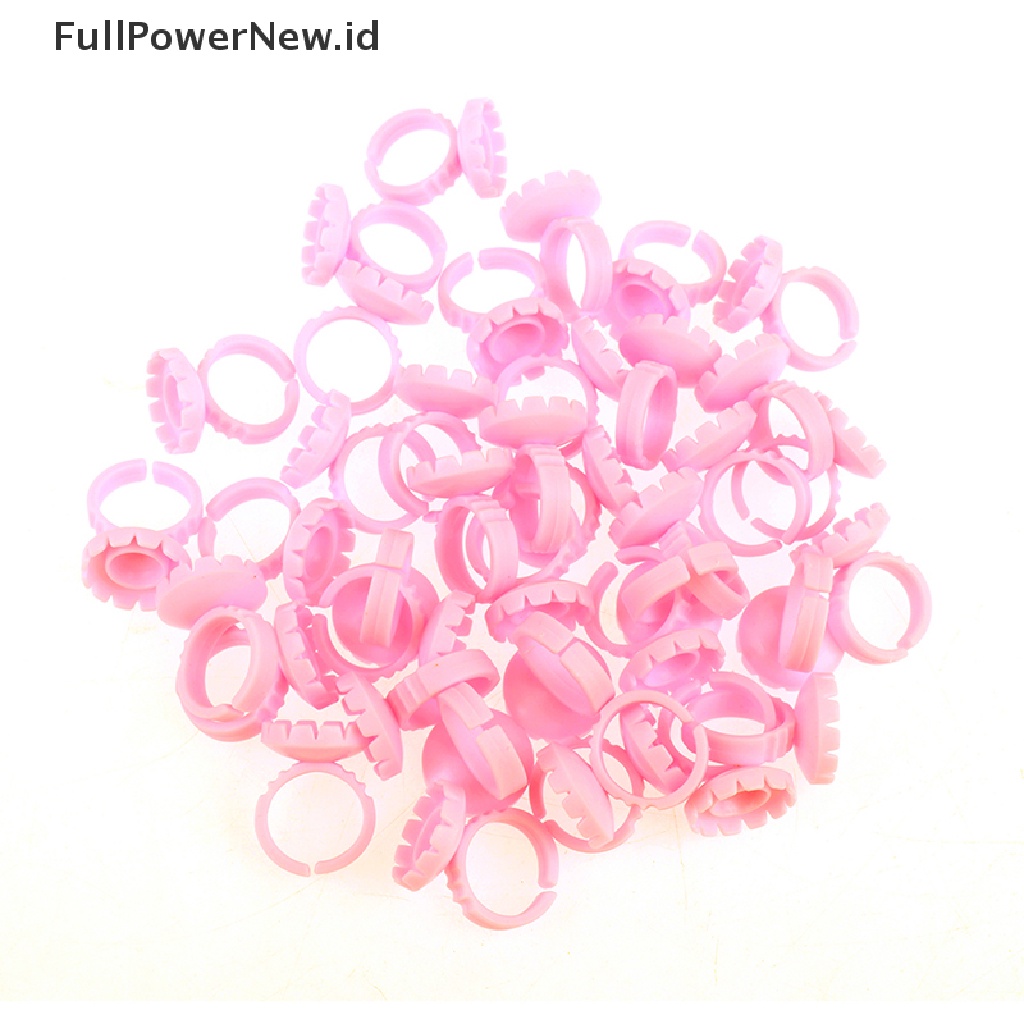 Power 100Pcs Cincin Ekstensi Bulu Mata Sekali Pakai Lem Lash Fan Cup Finger Holder Fans ID