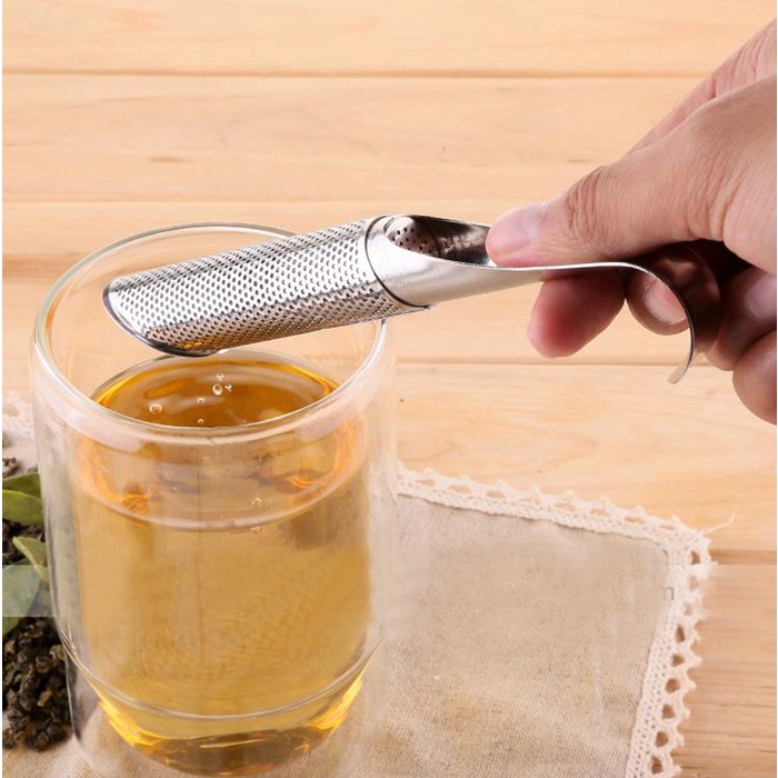 ღ 1Pcs Stainless Steel Teh Saringan Double-Layer Fine Mesh Tea Filter Teko Saringan Teh Teh Infuser pipa Sendok Teh Infuser Filter Aksesoris Dapur