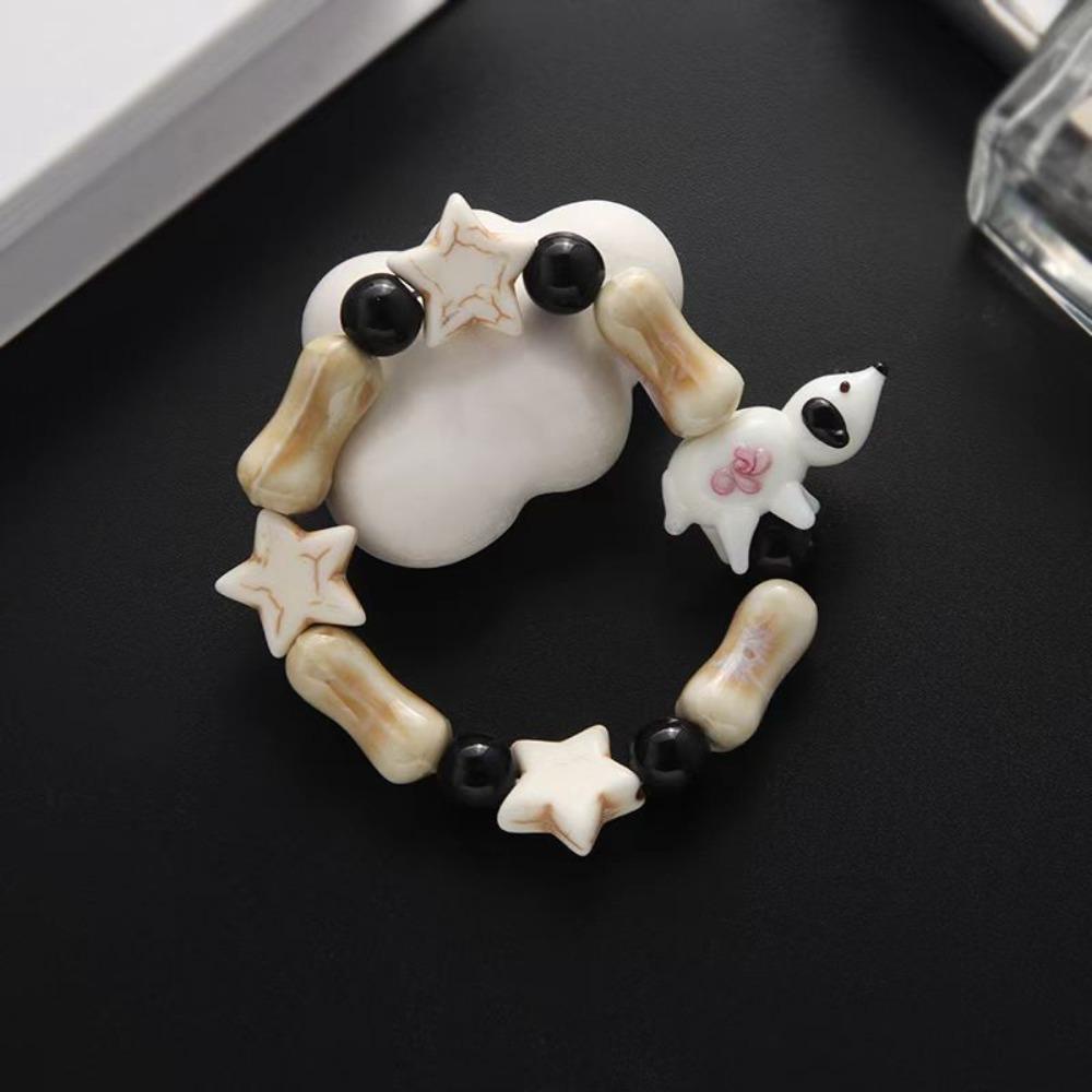 Needway   Gelang Tulang Anjing Lucu Hadiah Pacar Anime Warna-Warni Kreatif Perhiasan Fashion Manik Manis Indah Gelang