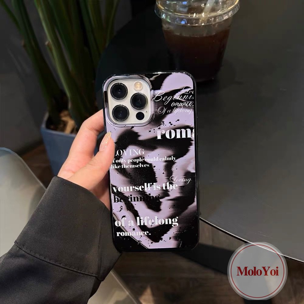 IPHONE Case Kompatibel Untuk Iphone11 7plus 14 Pro Max X XS Max7 8 Plus XR 13 12 Pro Max SE 2020 Huruf Inggris Halo Dyed Cat Air Shockproof Protection Camera Glossy Halus Soft Cover