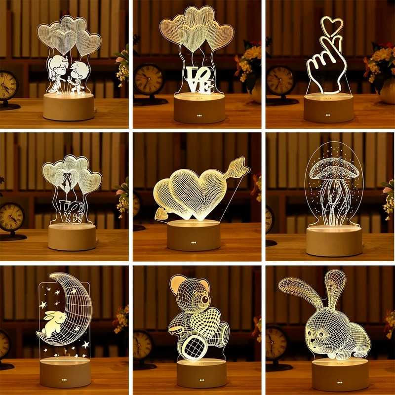 (BISA COD) FTIHSHP OKAL Lampu Hias Akrilik 3D Bear 3000K Warm White - J-001