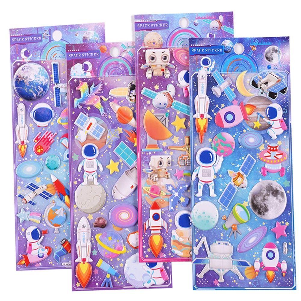 Mxbeauty 3D Gelembung Busa Stiker Siswa 1lembar DIY Scrapbook Luar Angkasa Astronot Seri Ponsel Case Stiker Hias