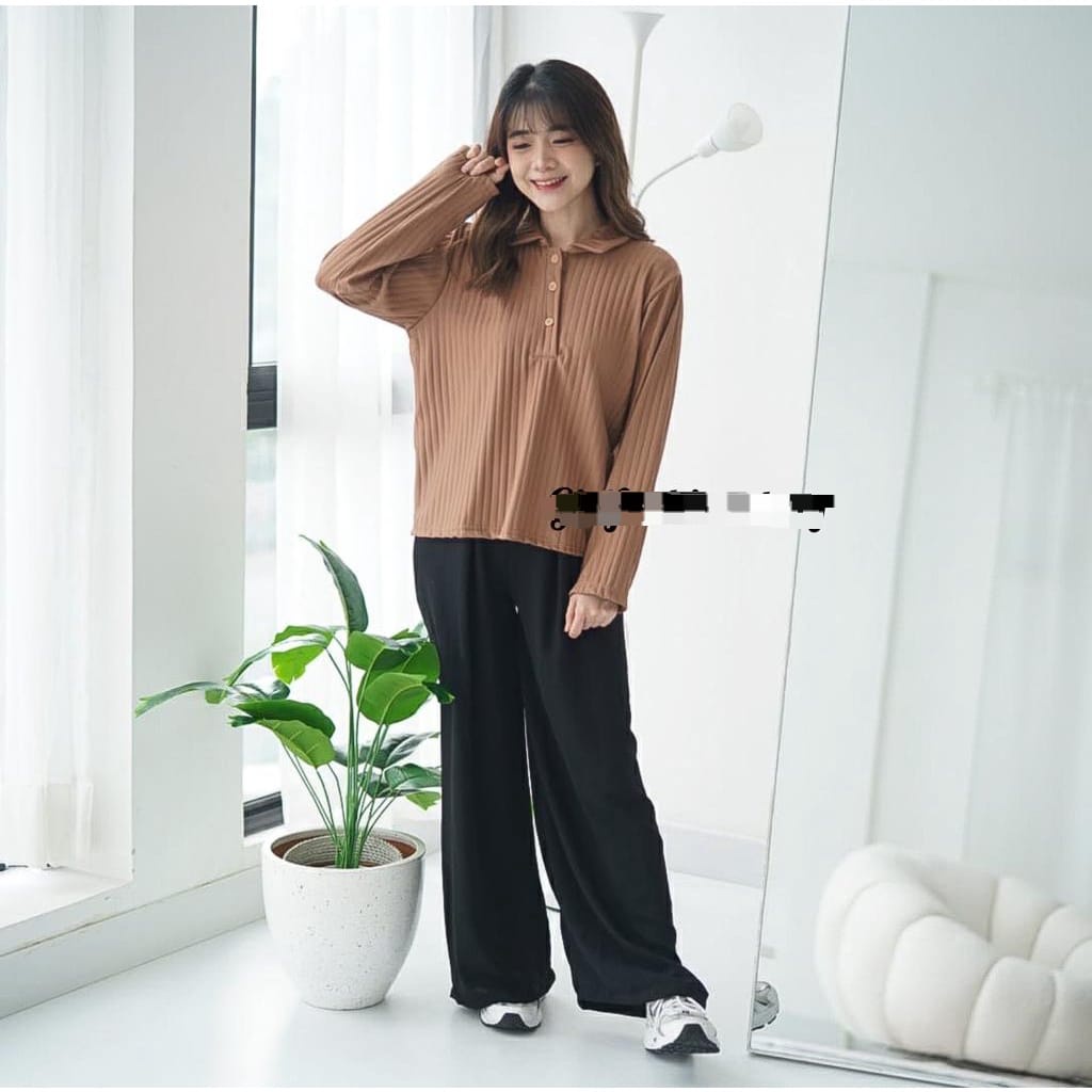 BEFAST - ZFS LONGSLEEVE TITA / POLO KNIT LONGSLEEVE HORNET / Kaos Lengan Panjang Wanita Terbaru / Pakaian Casual Wanita / Outfit Daily Wanita Remaja / Longslevee Polos Bahan RIB Trendy / Fashion Kekinian Remaja ABG / OOTD Ala Style Korean Wanita