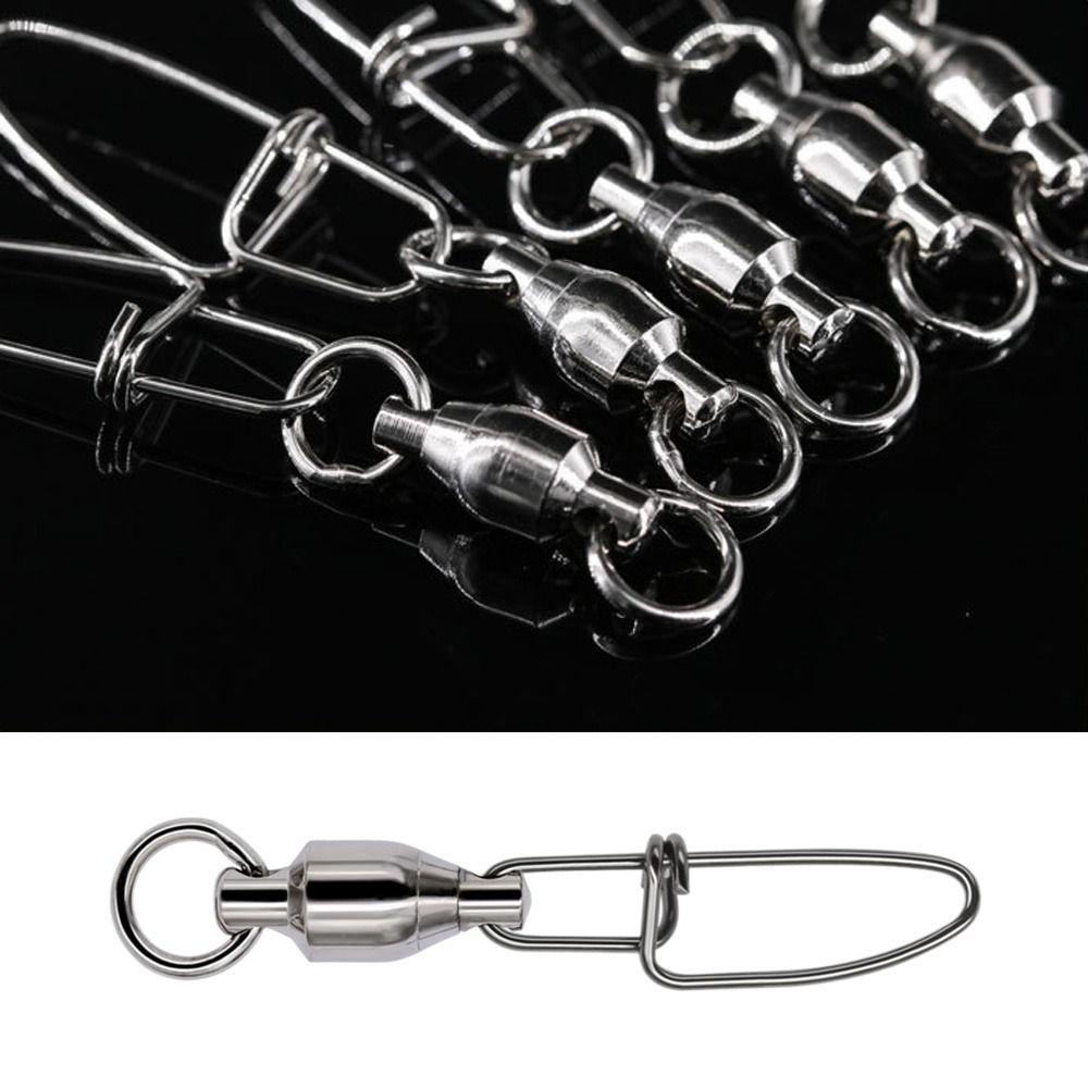 TOP 10pcs /Pack Bantalan Putar Tackle Device Stainless Steel Berkait Aksesoris Memancing Snap Rolling