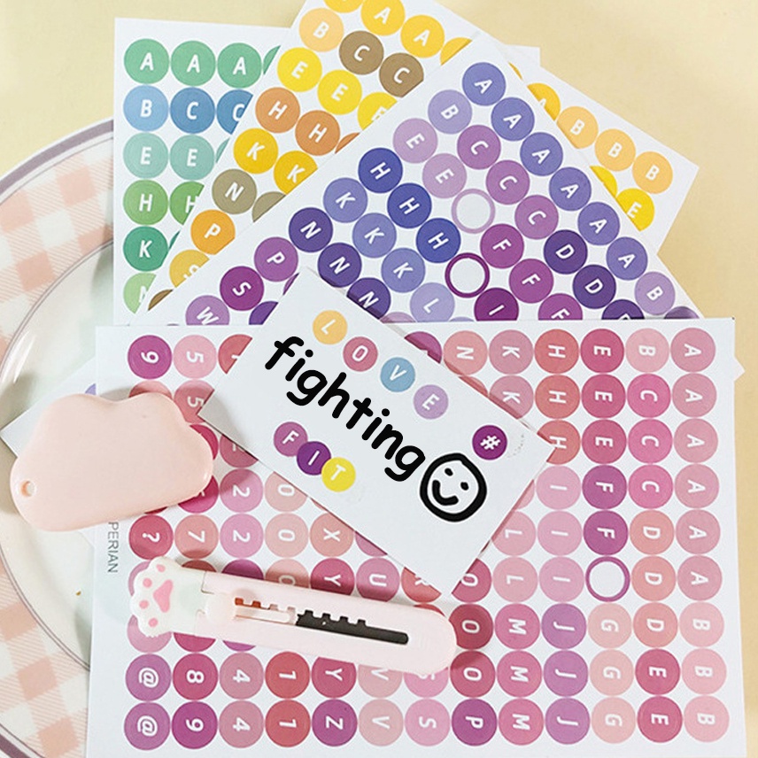 1pc Diy Kreatif Dekoratif Bahan Stiker 4warna Lucu Dot Angka Tangan Akun Stiker Permen Berwarna Polkadot Angka Alfabet Inggris Stiker Alat Tulis Siswa