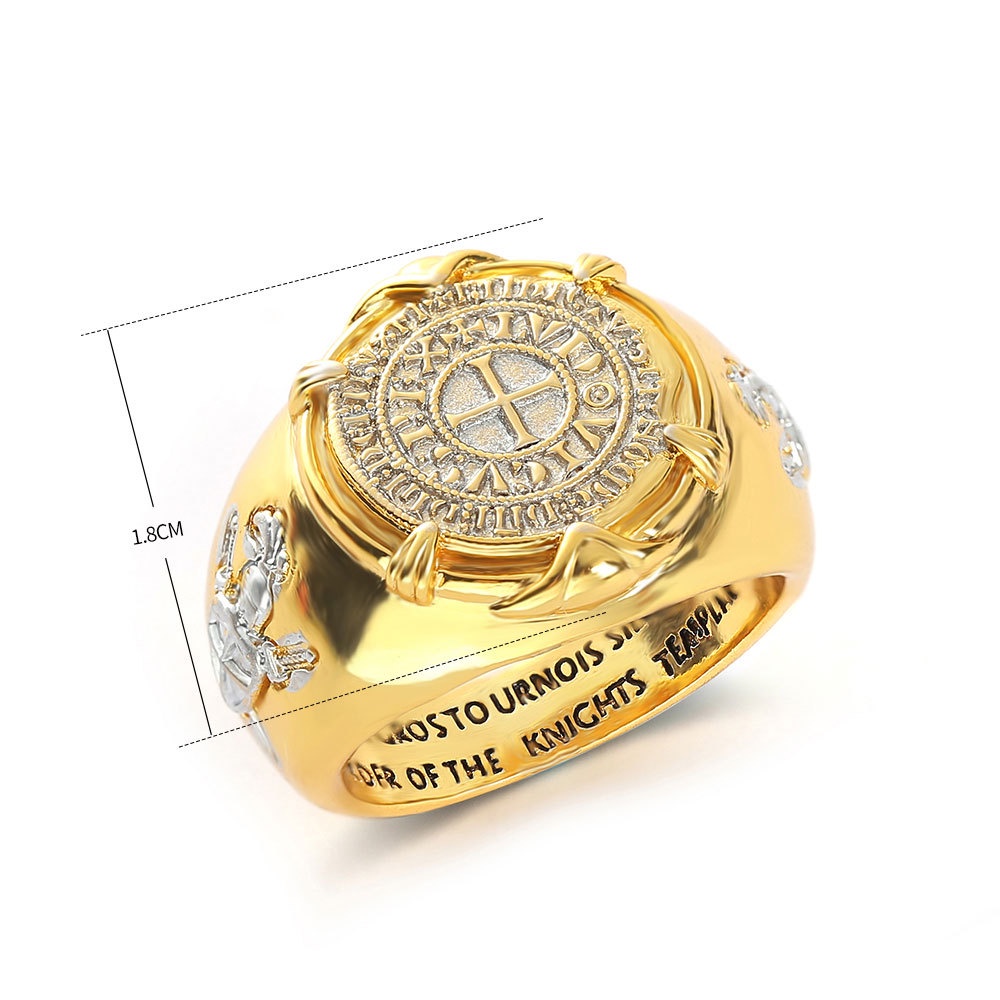 Goldkingdom Aksesoris Perhiasan Fashion Ready Stock Crusader Cincin Berlapis Emas Asli Kadar 375 Dari Keberanian Eropa Dan Amerika Koin Emas Asli Kadar 375 Cincin Pria