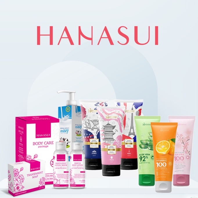 HANASUI Body Care Indonesia / Skincare Spa Scrub Hand Lotion Hair Soap Perfume / Cleanser Toner Esse