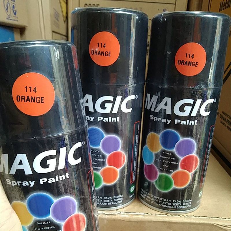 cat semprot pilok pilox magic spray paint magic orange 114 300cc orange glossy mengkilap 300cc