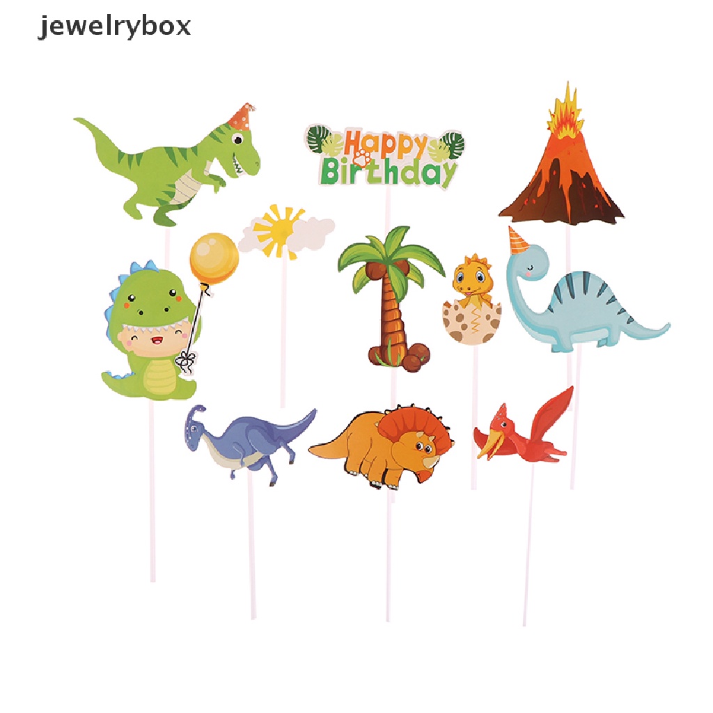 [jewelrybox] 1set Topper Kue Ulang Tahun Dinosaurus Hutan Dekorasi Kue Dino Perlengkapan Pesta Butik