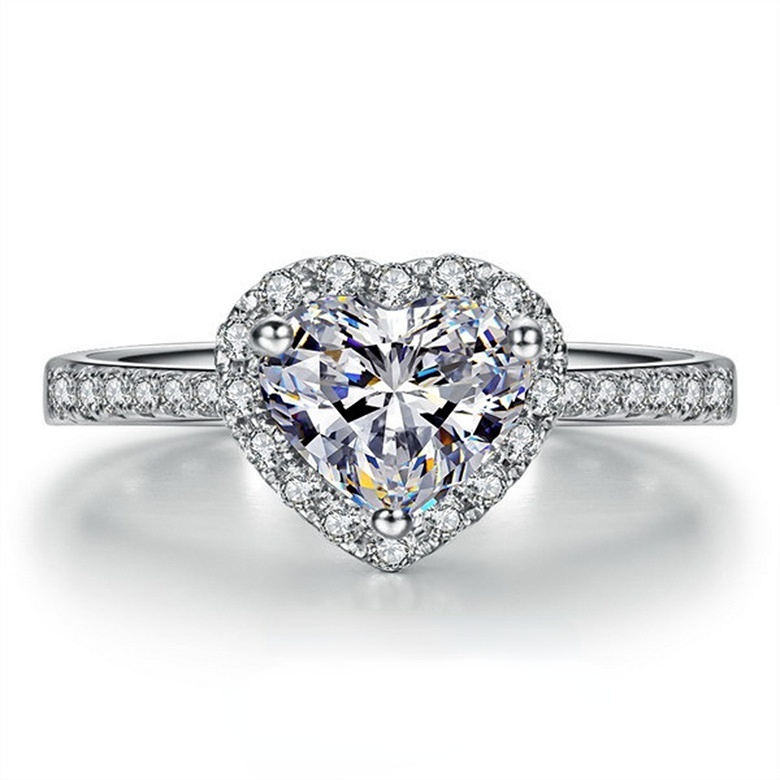 Goldkingdom Aksesoris Perhiasan Fashion Ready Stock Cincin Hati Permata Kecil Eropa Dan Amerika Untuk Wanita