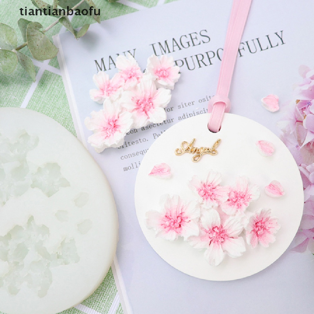 [tiantianbaofu] 1pc 6lubang Bunga Sakura Cetakan Silikon Gula Coklat DIY Decorag Tools Butik