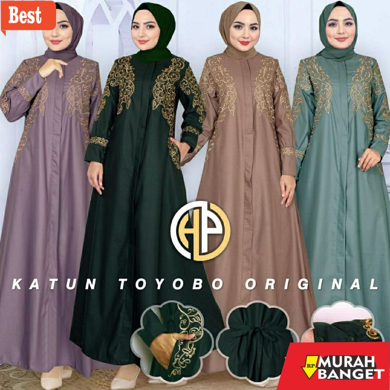 GAMIS SIZE BESAR TERBARU- (UKURAN SAMPAI JUMBO LD120)Gamis Katun Toyobo Bordir Premium//Gamis madina