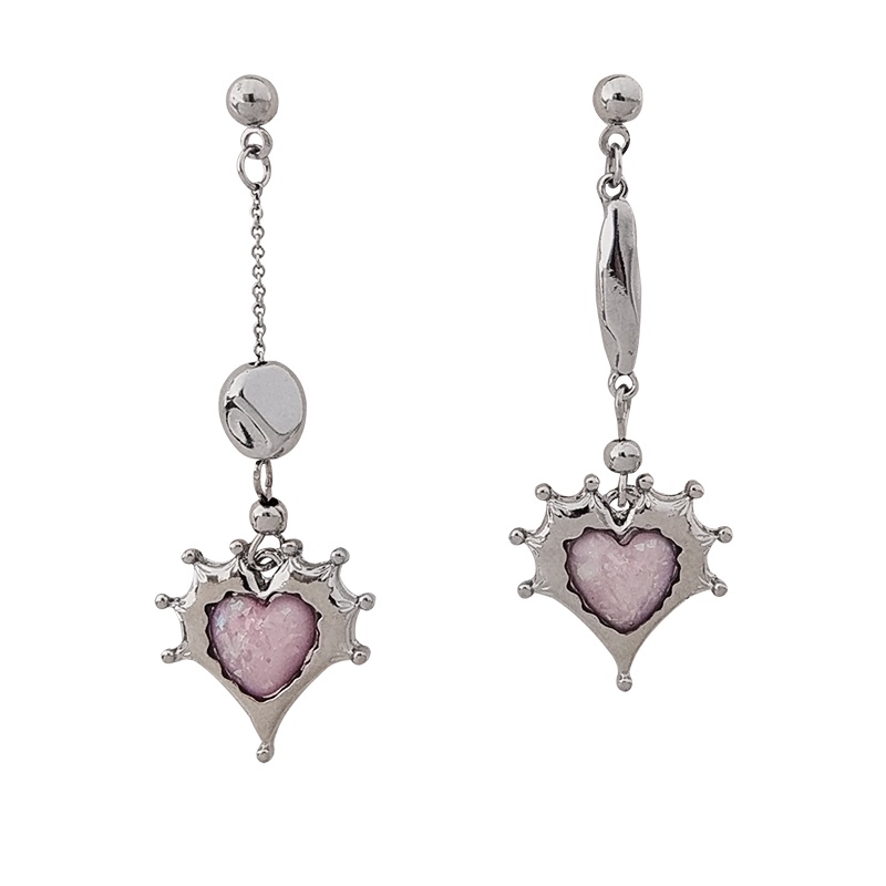 Yeezii Asimetris Pink Zircon Drop Earrings Untuk Wanita Silver Stud Earings Aksesoris Perhiasan