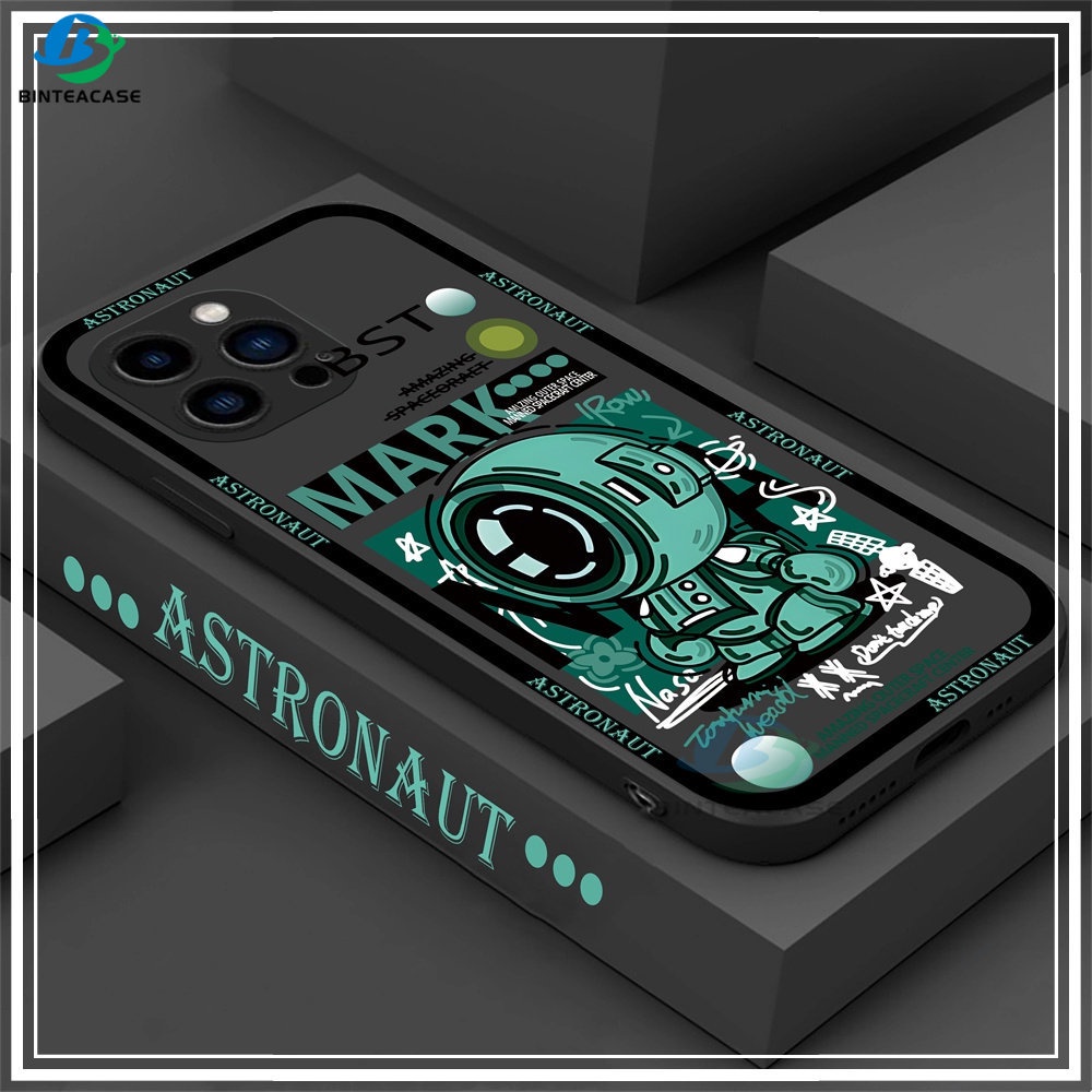 Casing ip iPhone 14 Pro MAX 14Pro 14plus 13ProMax 12 12ProMax 11 11Pro 11ProMax X XS MAX XR Green Series Astronot Soft Silicone Phone Case Binteacase